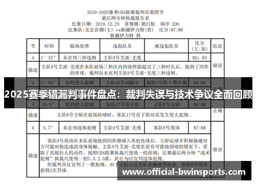 2025赛季错漏判事件盘点：裁判失误与技术争议全面回顾